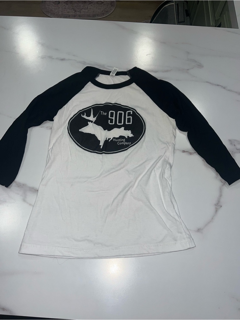 Women's Black & White Raglan Long Sleeve Tee